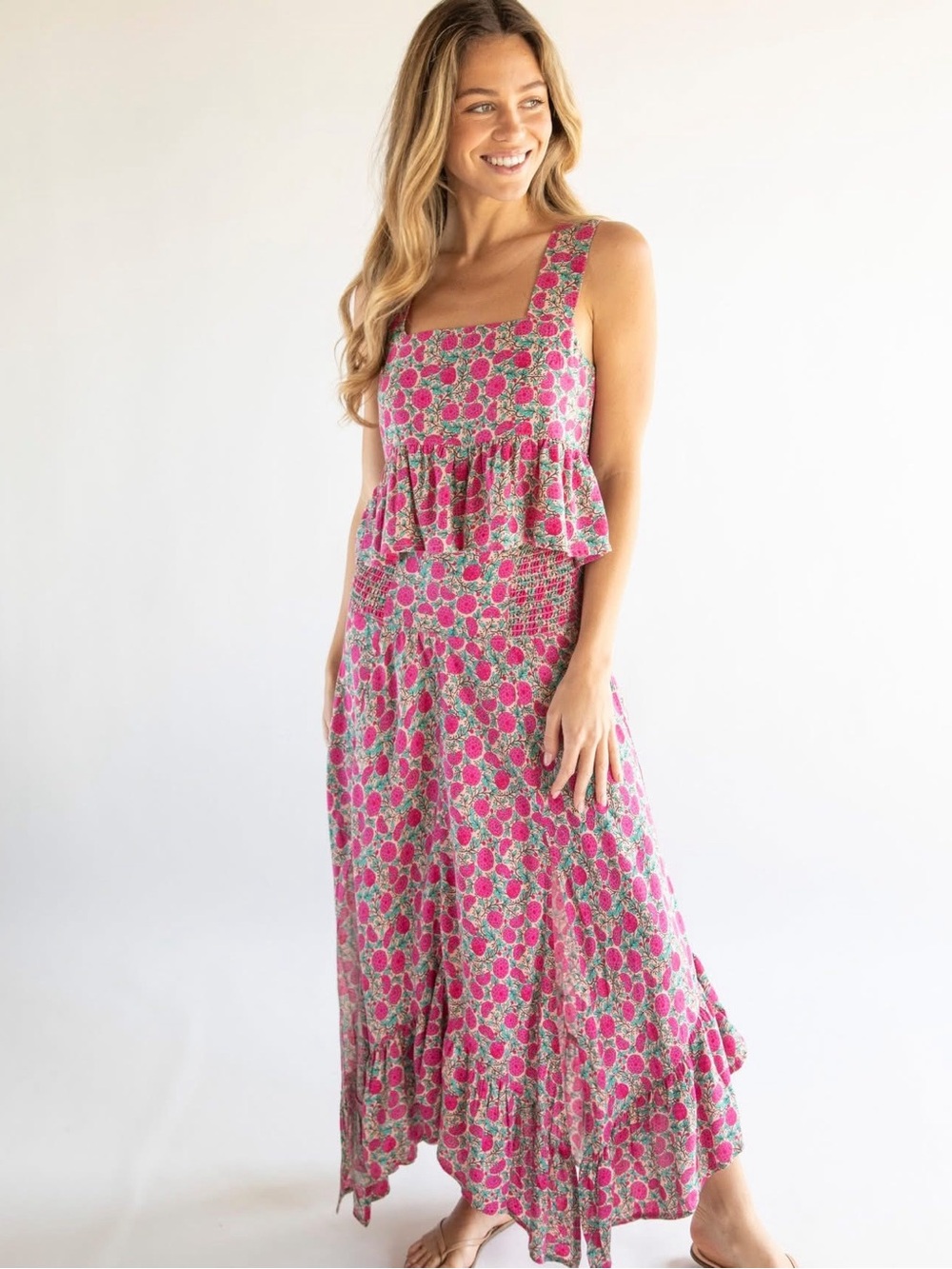 Natural Life Floral 2-Piece Boho Set Tank Top & Skirt Medium